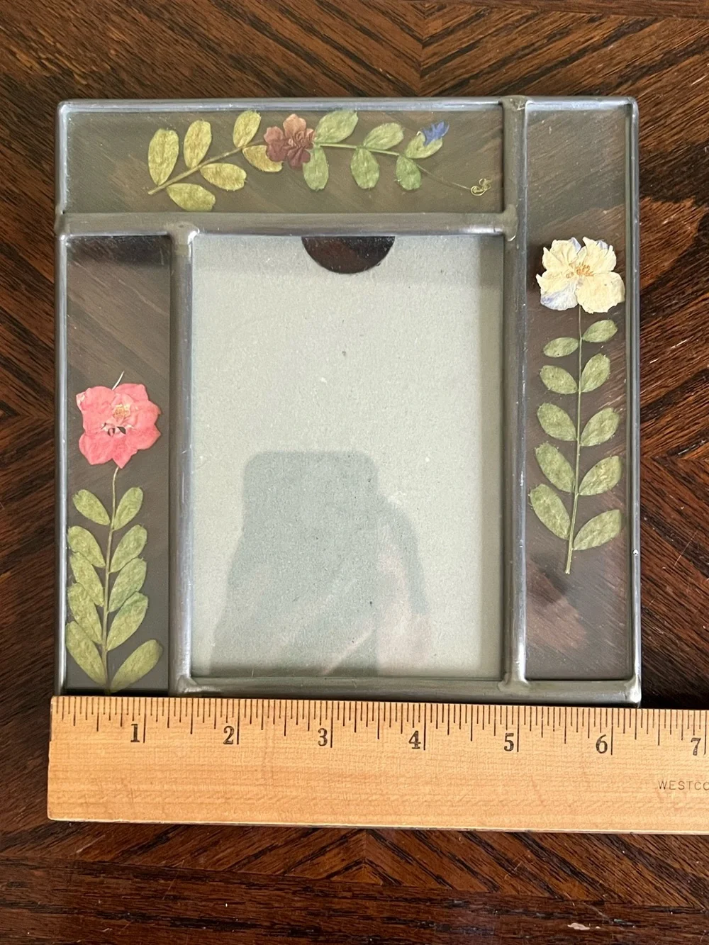 Vintage Pressed Flower Photo Frame, Real Floral Picture Frame, Cottagecore Decor